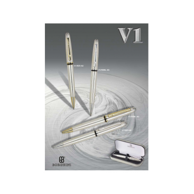 925 sidabro Ballpoint Pen Borghini V1 in box black ink