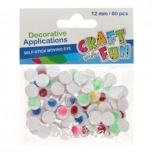 Akytės spalvotos dekoravimui 12 mm, 80 vnt CRAFT-FUN