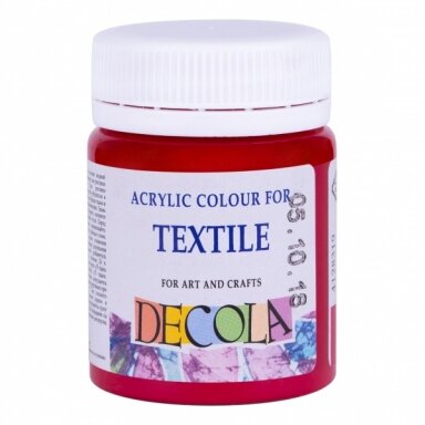 Akriliniai dažai audiniams Decola 50 ml Nr.319 karmino spalvos Akriliniai dažai audiniams Decola 50 ml Nr.319 karmino spalvos