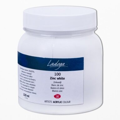 Akriliniai dažai dailei Ladoga 220 ml Nr.100 cinko baltos spalvos