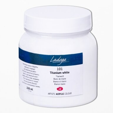 Akriliniai dažai dailei Ladoga 220 ml Nr.101 titano baltos spalvos