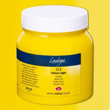 Akriliniai dažai dailei Ladoga 220 ml Nr.213 šviesiai geltonos spalvos