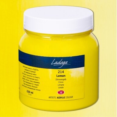 Akriliniai dažai dailei Ladoga 220 ml Nr.214 citrinos spalvos