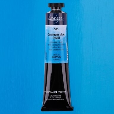 Akriliniai dažai dailei Ladoga 46 ml Nr.503 ceruleumas mėlynas
