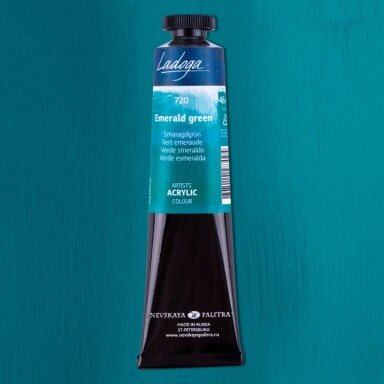Akriliniai dažai dailei Ladoga 46 ml Nr.720 smaragdo spalvos