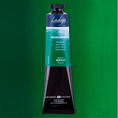 Akriliniai dažai dailei Ladoga 46 ml Nr.722 žalia vidutinė