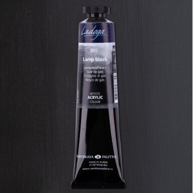 Akriliniai dažai dailei Ladoga 46 ml Nr.801 dujiniai suodžiai