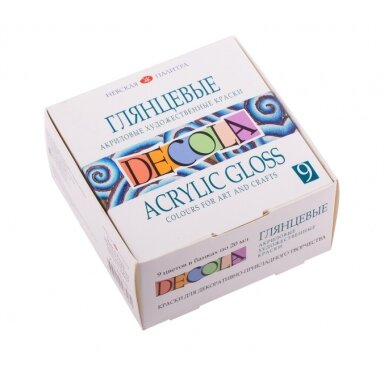 Acrylic gloss colours set Decola 9 colours in 20 ml jars, cardboard box