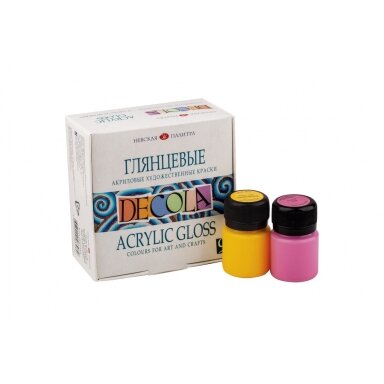 Acrylic gloss colours set Decola 9 colours in 20 ml jars, cardboard box