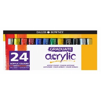 Akrilinių dažų rinkinys Daler-Rowney Graduate 24 spalvos po 22 ml