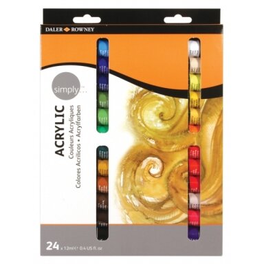 Akrilinių dažų rinkinys Daler-Rowney Simply 24 spalvos po 12 ml