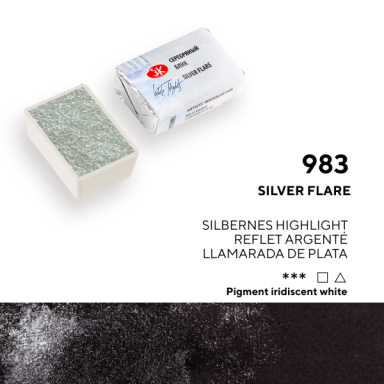 White Nights Watercolor Half Pan 2.5 ml — 983 Silver Highlight