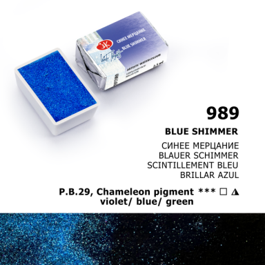 White Nights Watercolor Half Pan 2.5 ml — 989 Blue Flicker