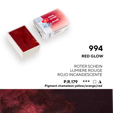 White Nights Watercolor Half Pan 2.5 ml — 994 Red Glow