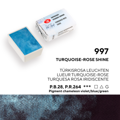 White Nights Watercolor Half Pan 2.5 ml — 997 Turquoise-Rose Glow