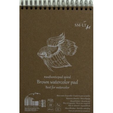 Akvarelės bloknotas Authentic SMLT rudos spalvos popierius A4 35 lapai 280 g/m2 su spirale