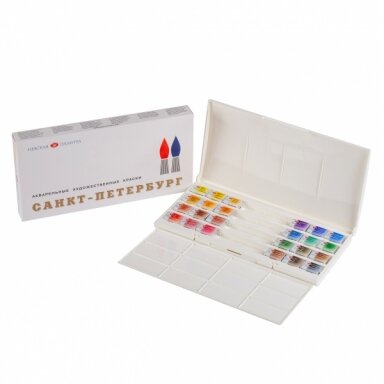 Artists' watercolours set "Saint-Petersburg" 24 pans, plastic box, palette