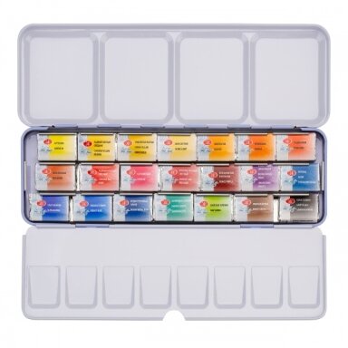 Artists' watercolours set "White Nights" 21x2,5 ml pans, metal box