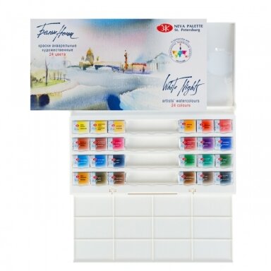 Artists' watercolours set "White Nights" 24 pans, plastic box