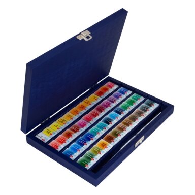 Artists' watercolours set "White Nights" 48 pans, 1 brush, wooden box