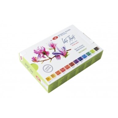 Artists' watercolours set White Nights 12 pans Botanica plastic box