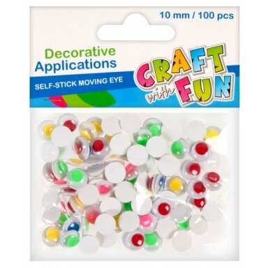 Akytės spalvotos dekoravimui 10 mm, 100 vnt CRAFT-FUN
