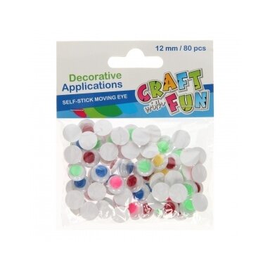 Akytės spalvotos dekoravimui 12 mm, 80 vnt CRAFT-FUN