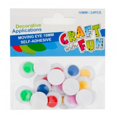 Akytės spalvotos dekoravimui 18 mm, 24 vnt CRAFT-FUN