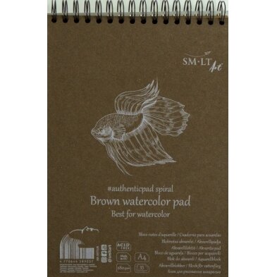 Akvarelės bloknotas Authentic SMLT rudos spalvos popierius A4 35 lapai 280 g/m2 su spirale