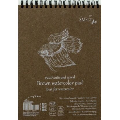 Скетчбук для акварели Authentic SMLT, коричневая бумага, формат A5, 20 листов, 280 г/м², на спирали