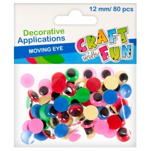 Декоративные глазки цветные с чёрным зрачком, 12 мм, 80 шт. – CRAFT-FUN