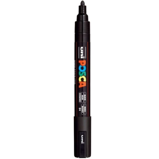 Uni POSCA PC-5M Paint Marker, Black, 1.8–2.5 mm, No. 24