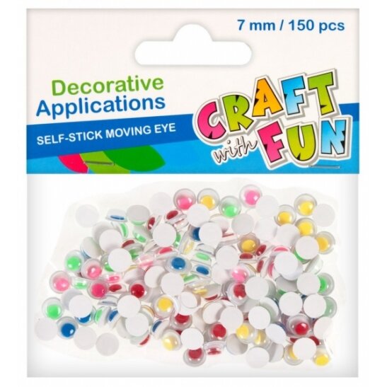 Akytės spalvotos dekoravimui 7 mm, 150 vnt CRAFT-FUN Akytės spalvotos dekoravimui 7 mm, 150 vnt CRAFT-FUN