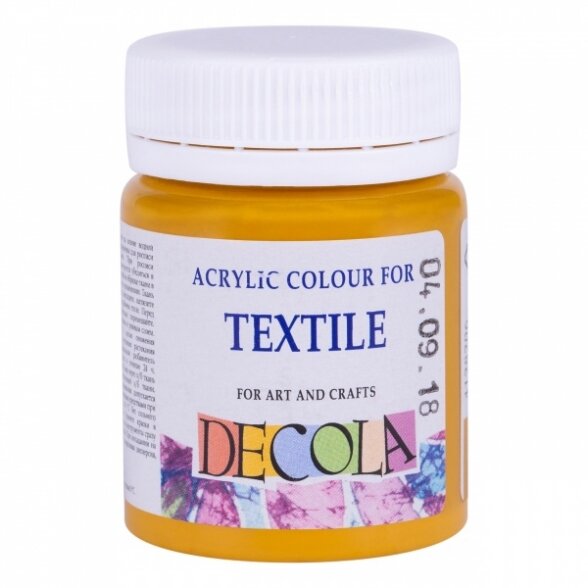 Akriliniai dažai audiniams Decola 50 ml Nr.206 šviesi ochra Akriliniai dažai audiniams Decola 50 ml Nr.206 šviesi ochra