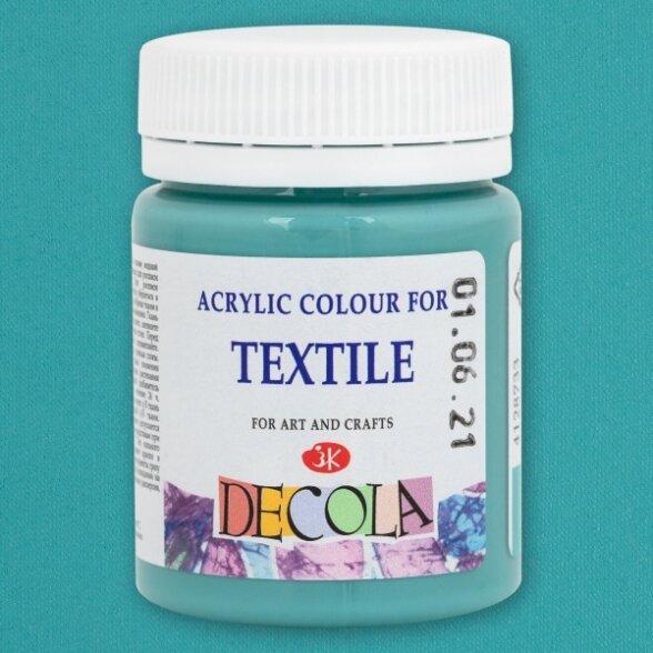 Akriliniai dažai audiniams Decola 50 ml Nr.733 turkiška žalia Akriliniai dažai audiniams Decola 50 ml Nr.733 turkiška žalia