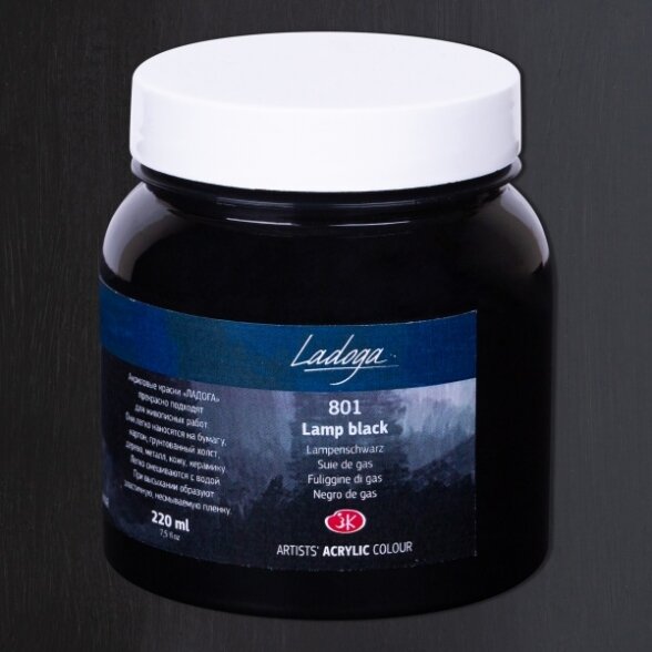 Ladoga Acrylic Paint 220 ml Jar — 801 Lamp Black Ladoga Acrylic Paint 220 ml Jar — 801 Lamp Black