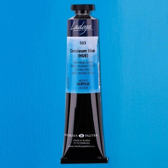 Akriliniai dažai dailei Ladoga 46 ml Nr.503 ceruleumas mėlynas Akriliniai dažai dailei Ladoga 46 ml Nr.503 ceruleumas mėlynas