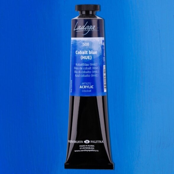 Akriliniai dažai dailei Ladoga 46 ml Nr.508 mėlynas kobaltas Akriliniai dažai dailei Ladoga 46 ml Nr.508 mėlynas kobaltas