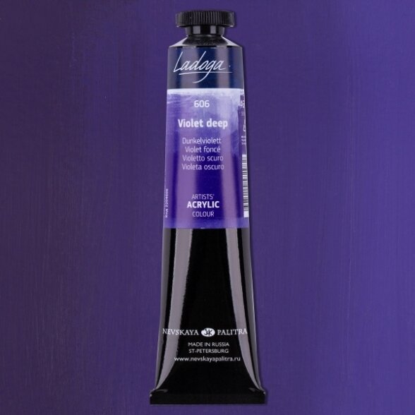 Akriliniai dažai dailei Ladoga 46 ml Nr.606 tamsiai violetinės spalvos Akriliniai dažai dailei Ladoga 46 ml Nr.606 tamsiai violetinės spalvos