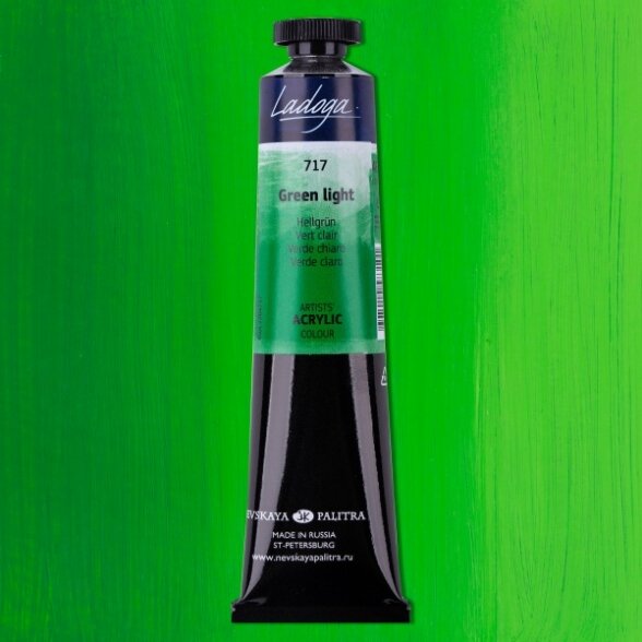 Akriliniai dažai dailei Ladoga 46 ml Nr.717 šviesiai žalia Akriliniai dažai dailei Ladoga 46 ml Nr.717 šviesiai žalia