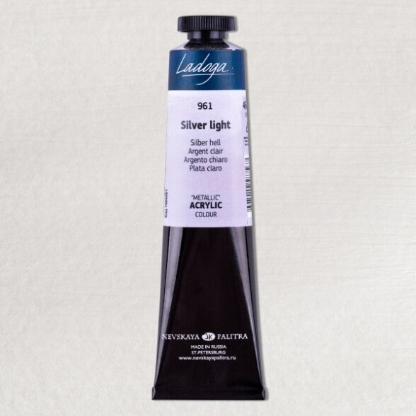 Acrylic Colours "Metallic" Ladoga Tubes 46 ml — 961 Silver Light Acrylic Colours "Metallic" Ladoga Tubes 46 ml — 961 Silver Light