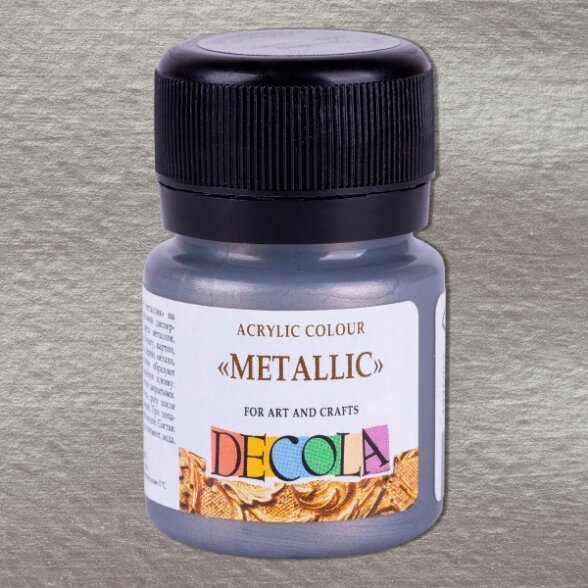 Akriliniai dažai Decola Metallic 20 ml Nr.962 tamsiai sidabro spalvos Akriliniai dažai Decola Metallic 20 ml Nr.962 tamsiai sidabro spalvos