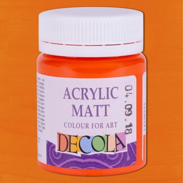 Akriliniai dažai matiniai Decola 50 ml Nr.315 oranžinės spalvos Akriliniai dažai matiniai Decola 50 ml Nr.315 oranžinės spalvos