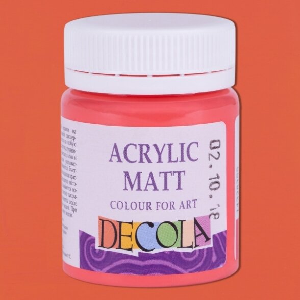 Akriliniai dažai matiniai Decola 50 ml Nr.355 koralo spalvos Akriliniai dažai matiniai Decola 50 ml Nr.355 koralo spalvos