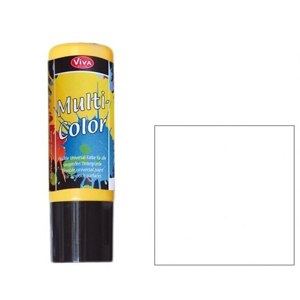 Akriliniai dažai Viva Decor Multi-Color 90 ml baltos spalvos Nr.100 Akriliniai dažai Viva Decor Multi-Color 90 ml baltos spalvos Nr.100
