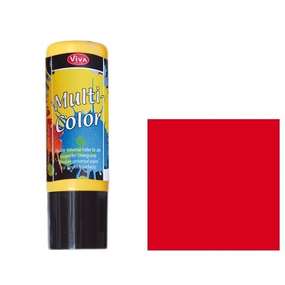Akriliniai dažai Viva Decor Multi-Color 90 ml raudonos spalvos Nr.404 Akriliniai dažai Viva Decor Multi-Color 90 ml raudonos spalvos Nr.404