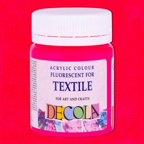 Akriliniai fluorescenciniai dažai audiniams Decola 50 ml Nr.322 rožinės spalvos Akriliniai fluorescenciniai dažai audiniams Decola 50 ml Nr.322 rožinės spalvos