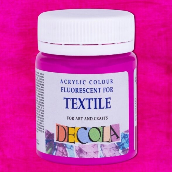 Akriliniai fluorescenciniai dažai audiniams Decola 50 ml Nr.607 violetinės spalvos Akriliniai fluorescenciniai dažai audiniams Decola 50 ml Nr.607 violetinės spalvos