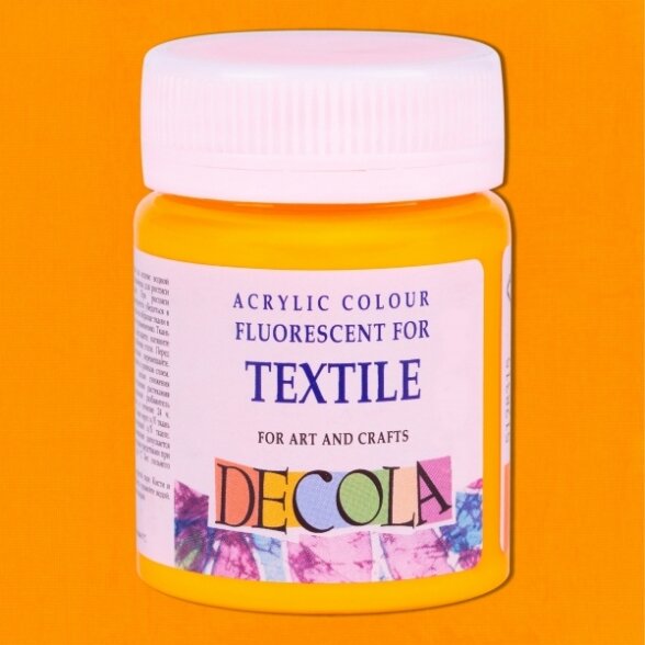 Akriliniai fluorescentiniai dažai audiniams Decola 50 ml Nr.315 oranžinės spalvos Akriliniai fluorescentiniai dažai audiniams Decola 50 ml Nr.315 oranžinės spalvos