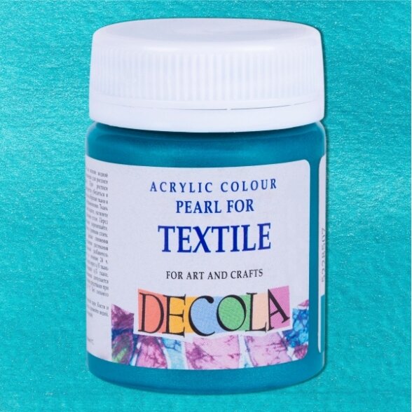 Akriliniai perlamutriniai dažai audiniams Decola 50 ml Nr.507 turkio spalvos Akriliniai perlamutriniai dažai audiniams Decola 50 ml Nr.507 turkio spalvos
